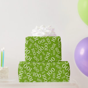Papel De Presente 100º Padrão Aleatório Verde/Branco Média Padrão