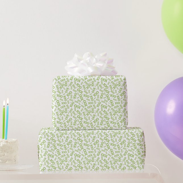 Papel De Presente 100º padrão aleatório verde/branco pequeno (Presentes para festas)
