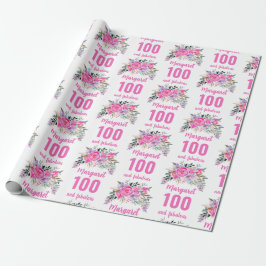 Papel De Presente 100.º aniversário - floral rosa