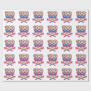 Papel De Presente 100 Dias Chuvosos de Escola Meninos de Beisebol In
