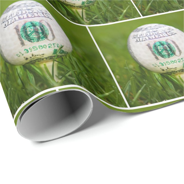 Papel De Presente 100 Dólares Bill Golf Ball (Ponta do rolo)