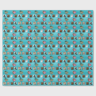 Papel De Presente 10 colagem de fotos água mármore azul e coração
