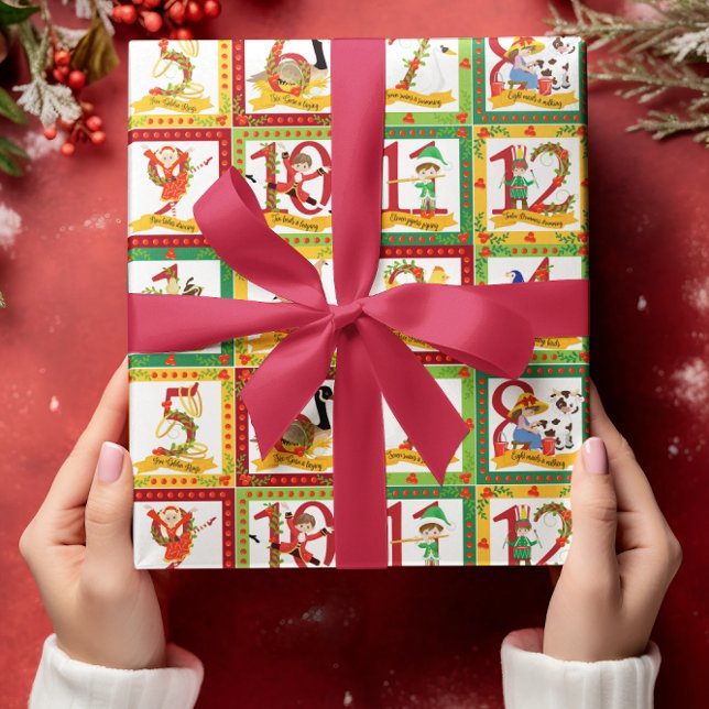 Papel De Presente 12 dias de Natal (12 Days of Christmas Wrapping Paper)
