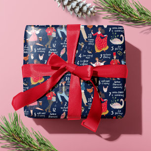 Papel De Presente 12 Dias de Natal azul