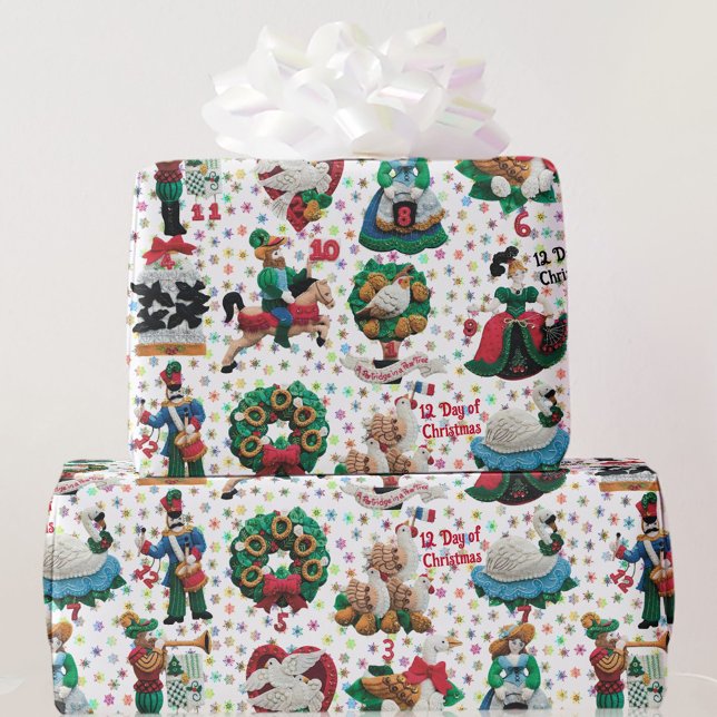 Papel De Presente 12 dias de natal ornamentos feitos à mão (Criador carregado)