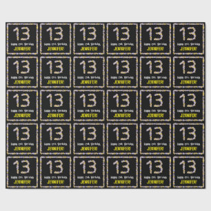 Papel De Presente 13 Aniversário: Número de Flores Florais, Nome Per