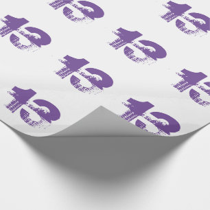 Papel De Presente 13o aniversário para qualquer um, roxo no branco