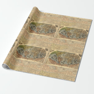 Papel De Presente 1565 Mapa Antigo do Mundo de Forlani Cartografia V