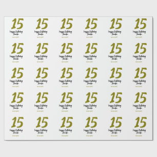 Papel De Presente 15 aniversário quiencenera adicionar data ano ouro