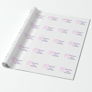 Papel De Presente 15 de Quinceanera, modelo de relva rosa