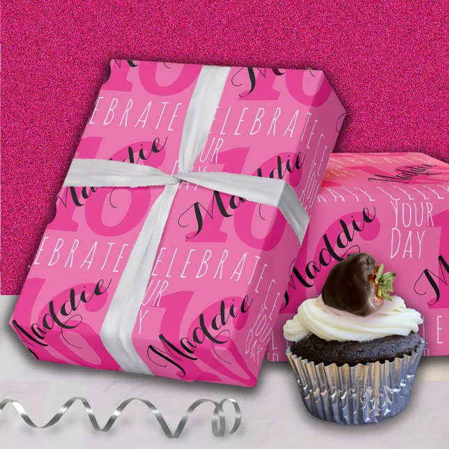 Papel De Presente 16º aniversário rosa (Criador carregado)