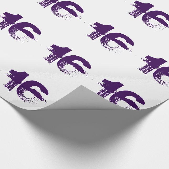 Papel De Presente 16o aniversário para qualquer um, roxo no branco (Ponta)