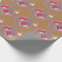 Papel De Presente 17º Aniversário do Casamento Carnelian Ring & Rosa