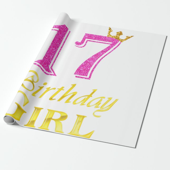 Papel De Presente 17.ª garota de aniversário Camisa princesa de 17 a (Desenrolado)