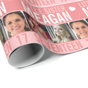 Papel De Presente 17.º aniversário 3 fotos coral irmãzinha