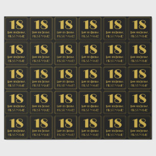 Papel De Presente 18º Aniversário ~ Arte Deco Inspirou "18", Nome
