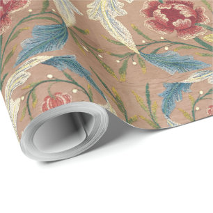 Papel De Presente 1875 Antigo Bordado Floral de William Morris  