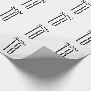 Papel De Presente 18o Aniversário para um filho, texto preto no