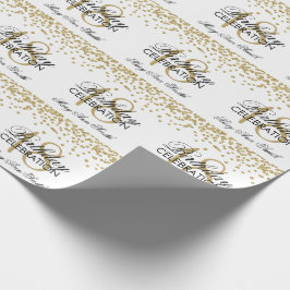 Papel De Presente 18o Branco Dourado dos confetes do brilho do falso