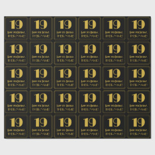 Papel De Presente 19º aniversário ~ Arte Deco Inspirou "19", Nome
