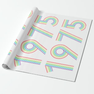 Papel De Presente 1975 Retro Vintage Rainbow Numeral 50º Aniversário