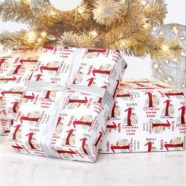 Papel De Presente 1rua de Vestidos de Natal Baby Girl Red Número Um