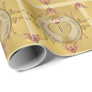 Papel De Presente 1rua ou 50º Ouro de Casamento Ochre