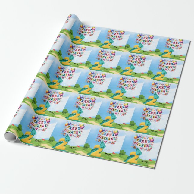 Papel De Presente 2º Aniversário do Golf (Desenrolado)