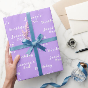 Papel De Presente 2º Aniversário Menina Fofo Roxo Simples Violeta