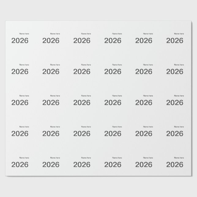 Papel De Presente 2026 2027 2028 name title here year bold letter  (Aberto)