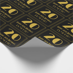 Papel De Presente 20 Aniversário ~ Art Deco Inspirou "20", Nome