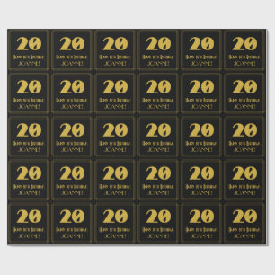 Papel De Presente 20 Birthday - Art Deco Inspirou "20" & Nome