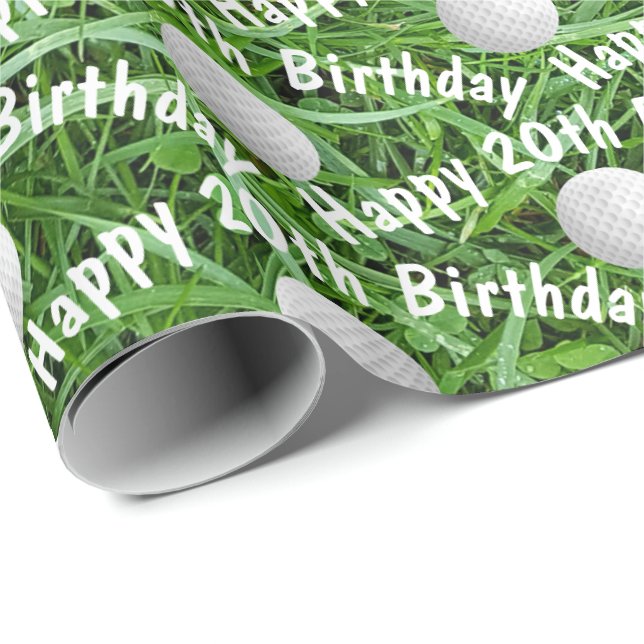 Papel De Presente 20 Birthday Golf Balls on Grass Wraps Paper (Ponta do rolo)