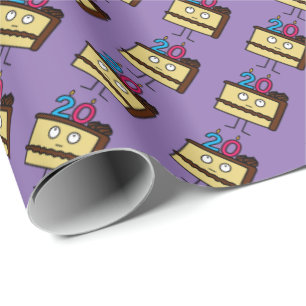 Papel De Presente 20o Bolo de aniversário com velas