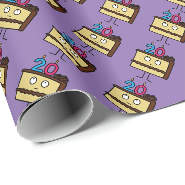 Papel De Presente 20o Bolo de aniversário com velas (Ponta do rolo)
