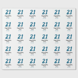 Papel De Presente 21 anos negrito - letra azul simples mínimo