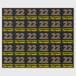 Papel De Presente 22º Aniversário: Padrão "22" de Grãos de Madei