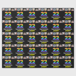 Papel De Presente 22º Aniversário: Rainbow "2"; Personalizar Fotos e