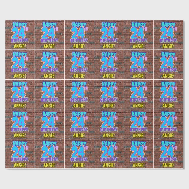 Papel De Presente 24º aniversário: Diversão, Grafite Urbano Inspirad (Aberto)