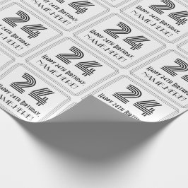 Papel De Presente 24.º Aniversário: Art Deco Estilo Inspirado "24" +