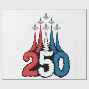 Papel De Presente 250º Aniversário Jato 4 De Julho Patriótico