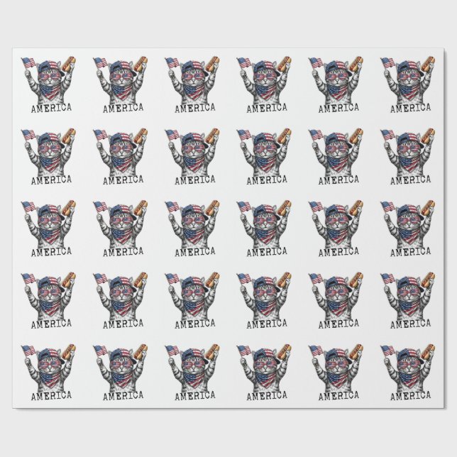 Papel De Presente 250º Gato Listras Patrióticas da Liberdade da Amér (Aberto)