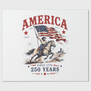 Papel De Presente 250 Anos América 1776 2026 Patriótico Cowboy