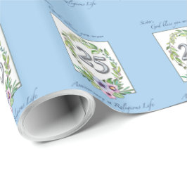 Papel De Presente 25 aniversário da Católica Nun Wreath e Silver