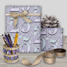 Papel De Presente 25 Birthday Filigree Tipografia Floral