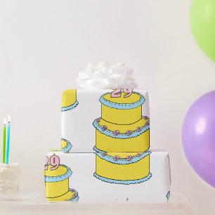 Papel De Presente 29.º Aniversário do Bolo Amarelo