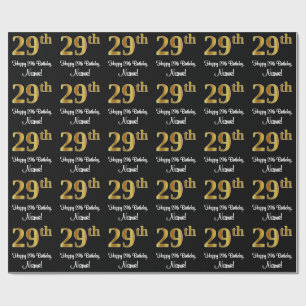 Papel De Presente 29.º aniversário: Elegante Luxurioso Faux Dourado 