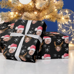 Papel De Presente 2 Colagem de Fotos Papai Noel e Rena
