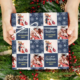 Papel De Presente 2 Foto Azul Feliz Natal