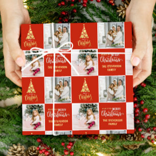 Papel De Presente 2 Foto Elegante Feliz Natal Dourado